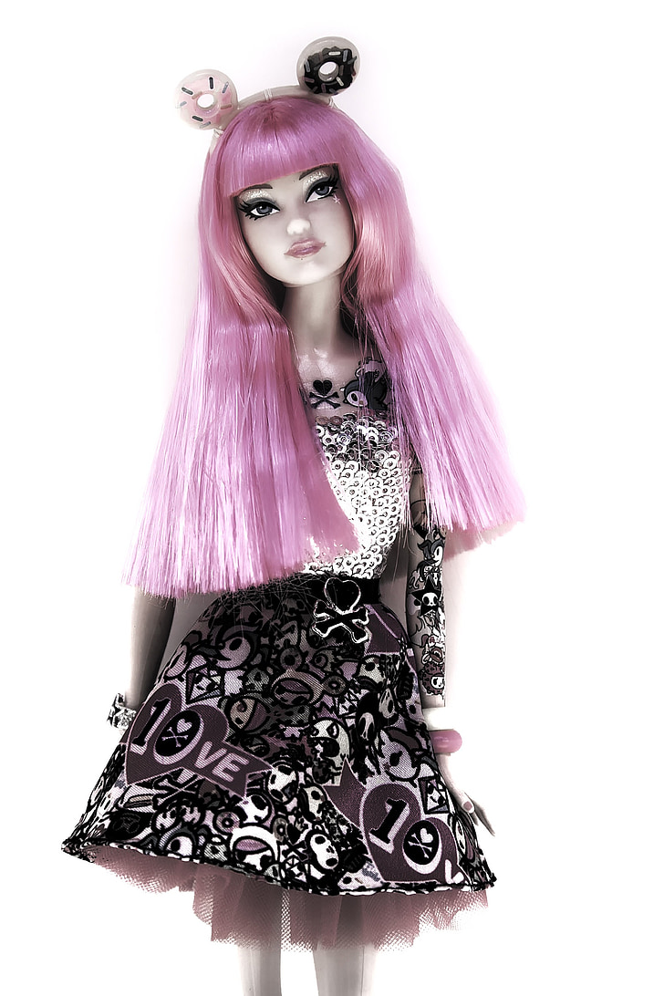 docka, -Fashion doll, leksaker, rosa hår