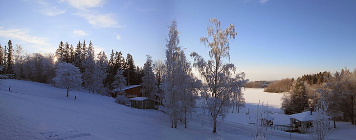 winter, landschap, Panorama, Kerst, wit, licht, xmas