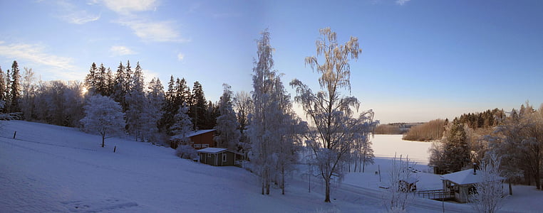 Zima, krajolik, Panorama, Božić, bijeli, svjetlo, Božić