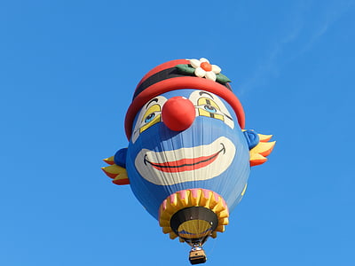 bal, hemel, vlucht, hete luchtballon, lucht, clown