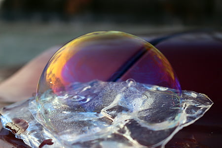 bublina, ľad, mydlová bublina, farebné, dúhové, časti ľudského tela, detail