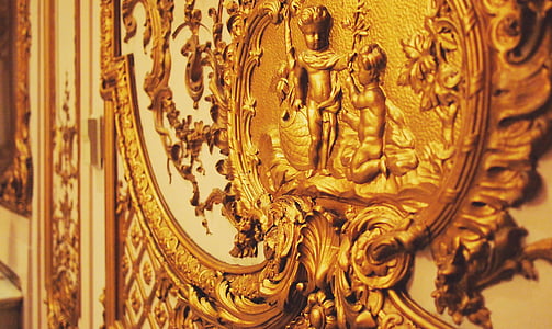золото, Декор, Интерьер, украшенные, панели, Дизайн, номер