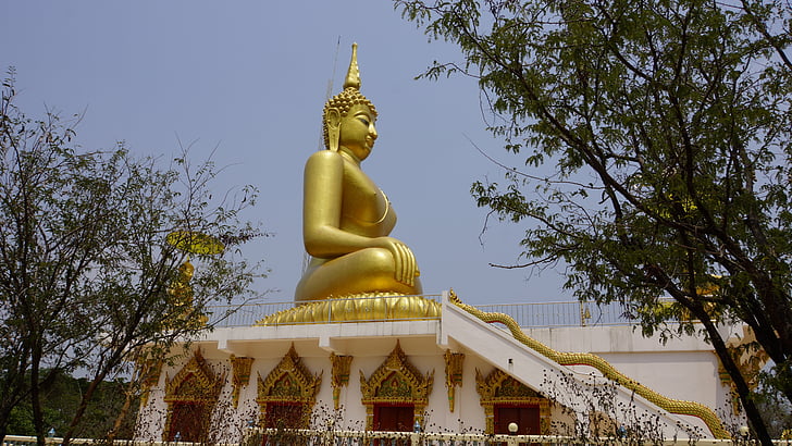 Wat thep nimitr klipper, Sakon nakhon, Thailand, Thailand temple, foranstaltning, statue, en pilgrimsrejse