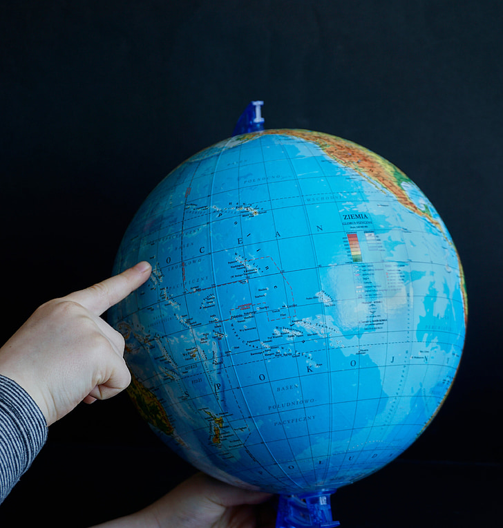 Globus, Mapa, prst, zem, dieťa, Hľadať, smerovali
