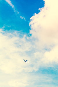 avion, leti, nebo, oblak, let, oblak - nebo, prijevoz