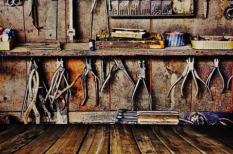 imagen de fondo, Taller, pinzas, herramienta, artesanos, manía, madera - material