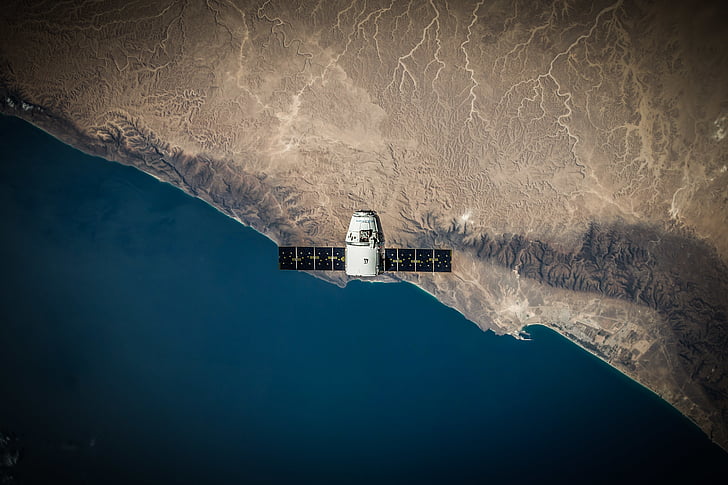 Flygfoto, jorden, prospektering, flygande, NASA, skugga, Shuttle