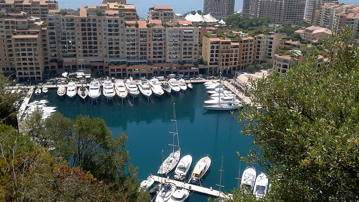 Monaco, water, boot, poort, boten, stad, blauw