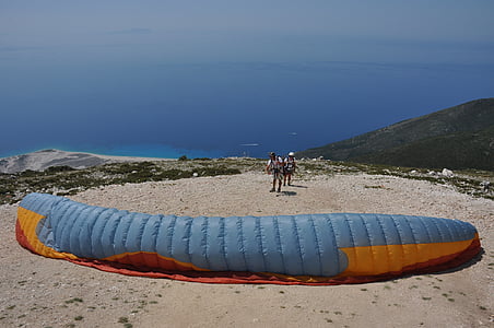 阿尔巴尼亚, 山脉, 滑翔伞, 景观, 巴尔干半岛, 天空, 夏季