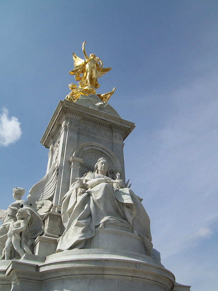 Londyn, Buckingham, Victoria, posąg, Brytyjskie, Angielski, Architektura