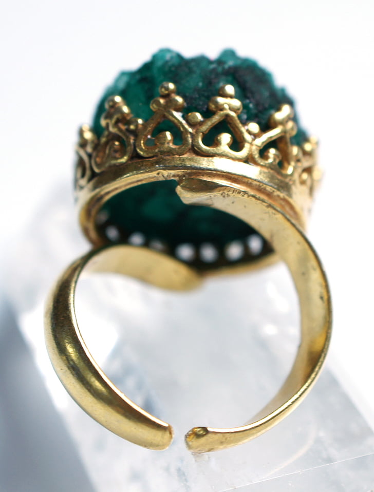 con drusa, druzy, verde, oro, oro, cuarzo, anillo