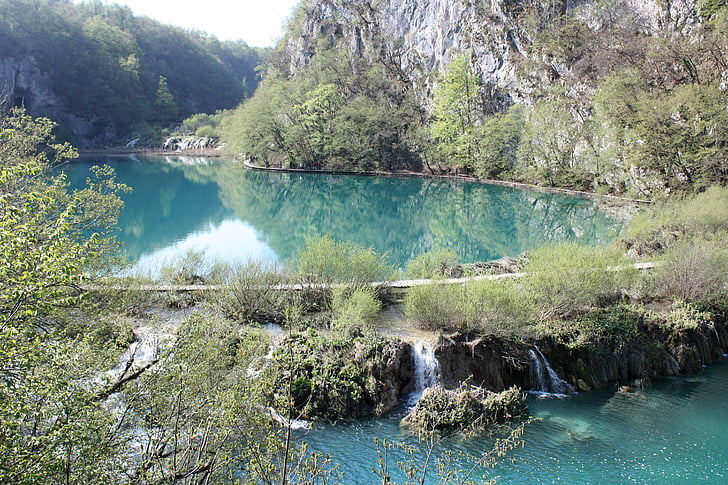 Plitvice, Kroatia, Lake, vann, natur, våren, naturparken
