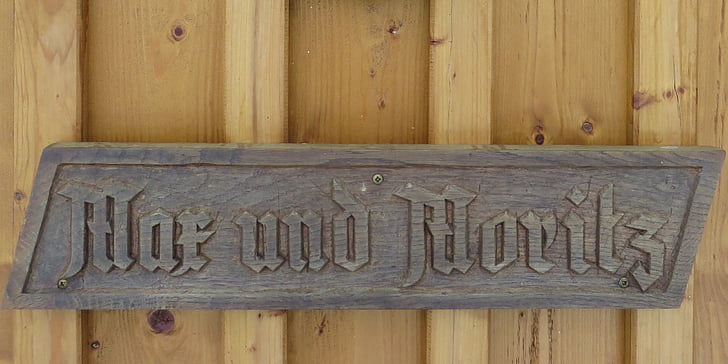 wooden sign, fairy tales, max and moritz