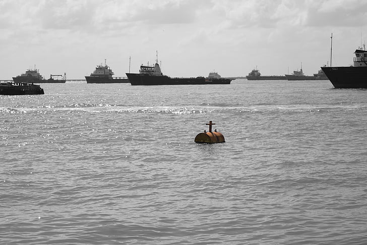 sea, buoy, boats, ciudad del carmen, mexico