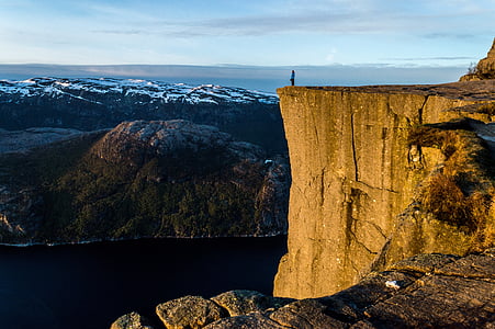 Preikestolen, Norwegia, Skandinavia, batu, tebing, Fjord, mimbar