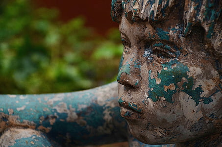 Dreng, ansigt, profil, figur, Bronze, statue, mand