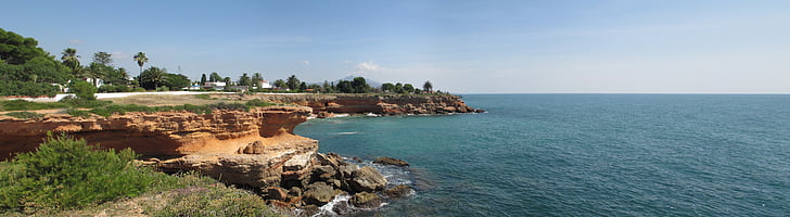 landscape, cliff, sea, beach, nature, view, spain