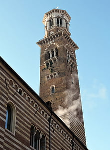 lamberti Kulesi, Verona, İtalya, Scala, anıt, İnşaat, duman
