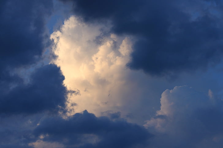 구름, 스카이, 구름 모양, 하얀, 블루, gewitterstimmung, 폭풍