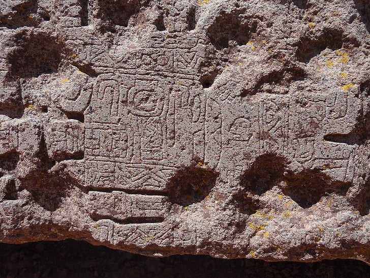 Tiwanaku, Bolivien, Archäologie, Stein, Hieroglyphen, Steinskulptur