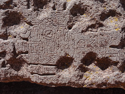 Tiwanaku, Boliwia, Archeologia, kamień, hieroglify, Kamienne rzeźby