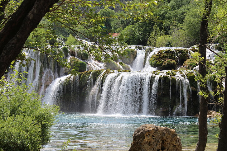 waterfalls, national park, krka, croatia, nature, river, landscape