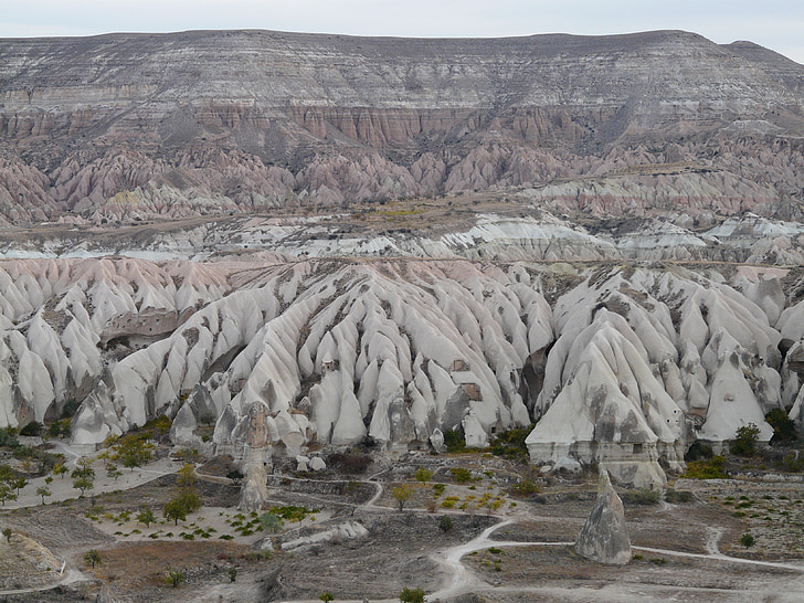 tufa landscape, rock formations, erosion, washed out, nature, landscape, cappadocia