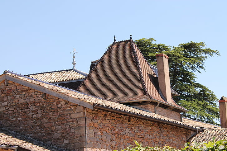 geschlossenes Dach, Dachlandschaft, Steinmuster, Hintergrund, Dach, Architektur, Geschichte
