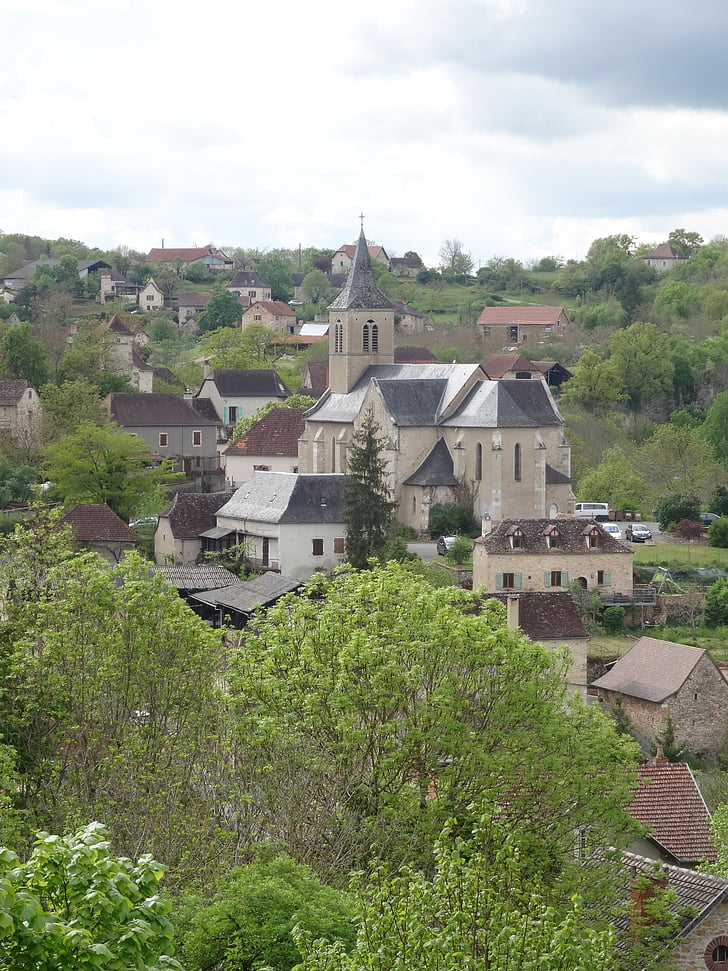 Francés, aldea, Francia, paisaje, arquitectura, Casa, antiguo