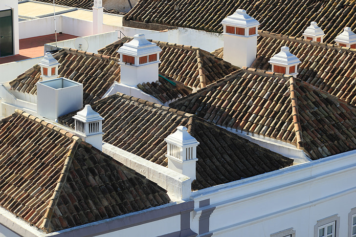Portugalsko, Faro, střecha, střechy, Architektura