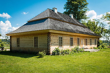 nhà cổ, Cottage, ngôi nhà bằng gỗ, gỗ cottage, Old cottage, Ba Lan, zeromski