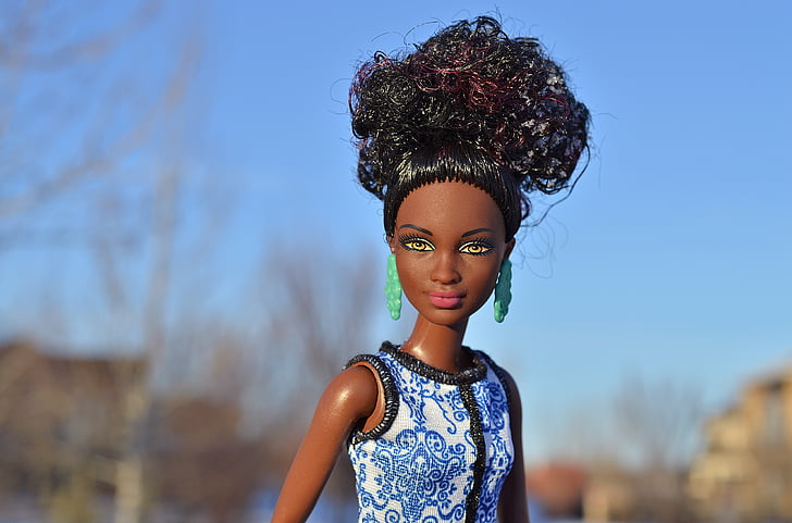 Nina, negre, afroamericà, africà, model de, Barbie, noia