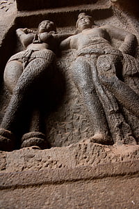 karla caves, buddhism, caves, stone carvings, india, indian, figurines