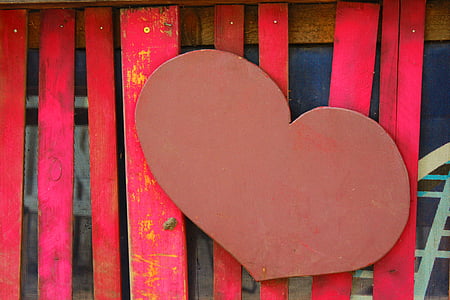 心, 木製のスラット, 木材, 赤, 木材・素材, 愛, 背景