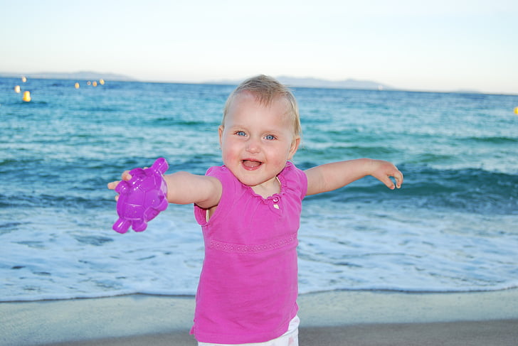 ребенок, мне?, пляж, Azure, воды, фиолетовый, праздник