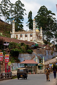 munnar, moskén, Indien, stadsliv, Live, gatufotografi, södra Indien