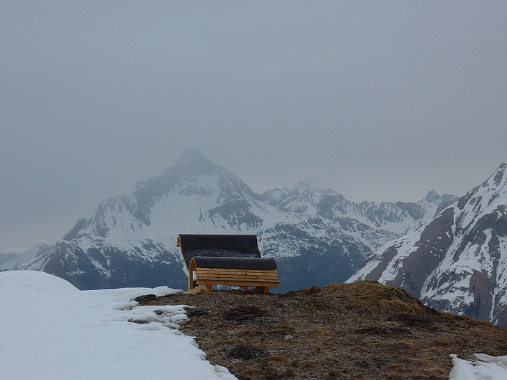 montagna, Kriegerhorn, a Lech am arlberg, neve, Alba, alpino, montagne