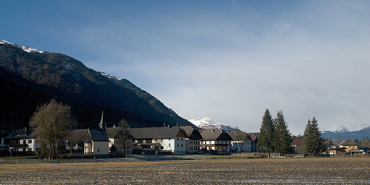 goderschach, austria, alps, landscape, winter, valley, village