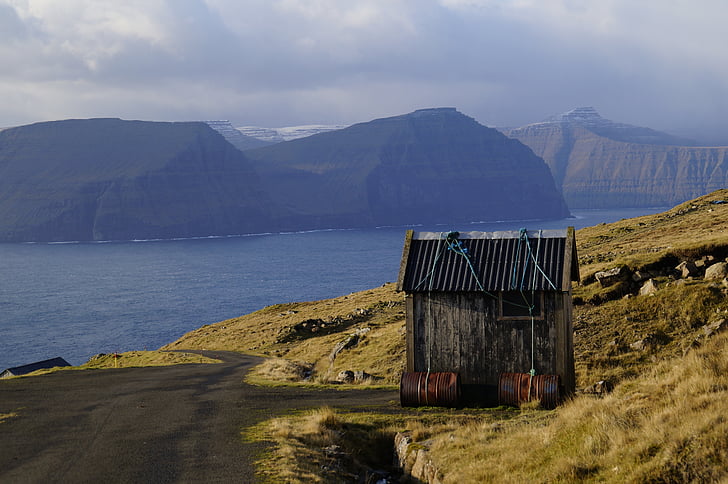 väderbeständig, vindtät, Hut, framåt, Färöer, timmerstuga, Scandinavia