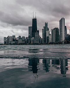 Chicago, plaj, su, manzarası, Cityscape, Metropolis, Rüzgarlı Şehir