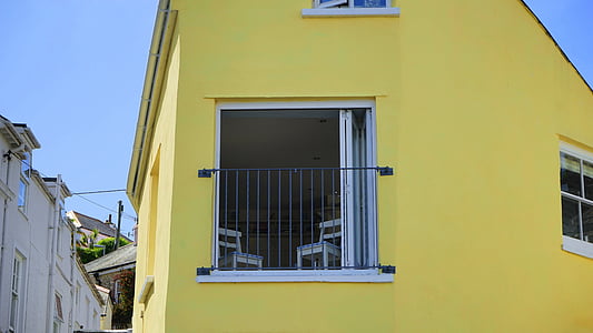 amarelo, casa, Casa, arquitetura, habitação, projeto, Residencial