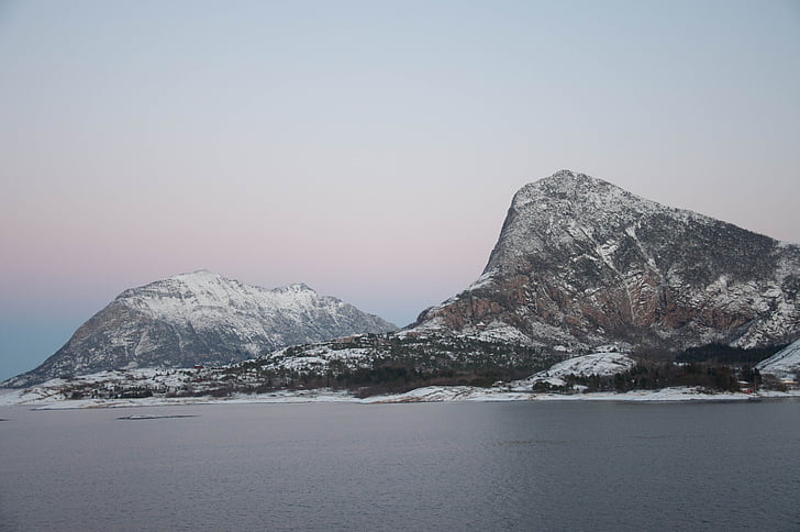 Norvégia, parti, hegyek, Skandinávia, fjord, utazás, táj