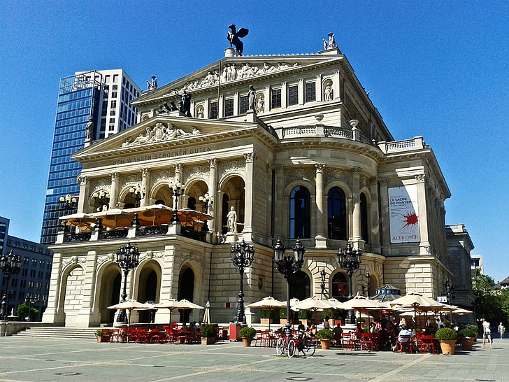 old opera, monument, frankfurt, germany, building, places of interest, sightseeing