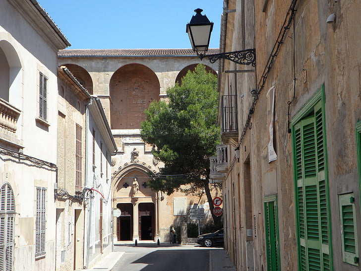 Panoráma mesta, Petra, Mallorca, výhľadom na mesto, staré mesto, Architektúra, Stredomorská