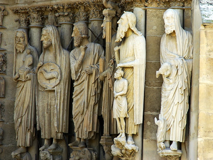 Reims, Catedral, estàtua, escultures, Sant, religió, fe