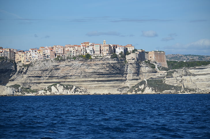 Korzika, fehér sziklák, szikla, Bonifacio, tengerpart, Franciaország, tenger