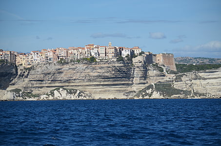 corsica, white cliffs, cliff, bonifacio, coast, france, sea