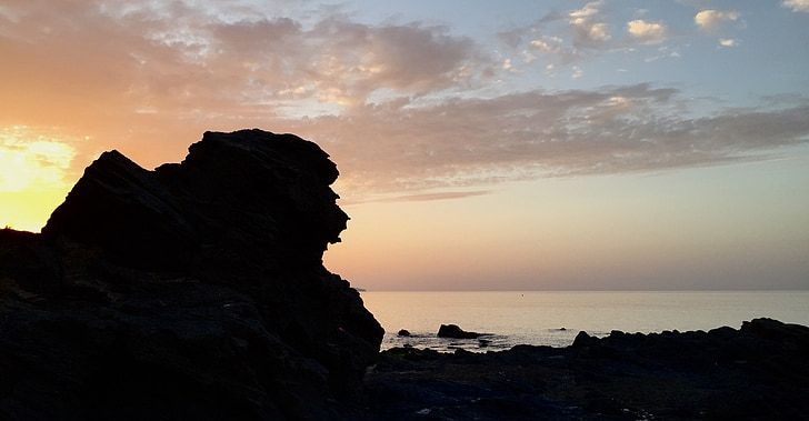 Dawn, Leon, krokodille, havet, Sunset, natur, Rock - objekt