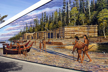 Port angeles, Washington state, USA, natívny umenia, Nástenné, umelecké diela, historické
