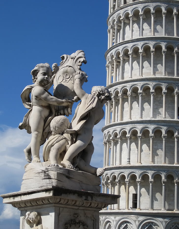 Pisa, Kule yaslanmış, Büyükbaba, Toskana, heykel, heykel, İtalya